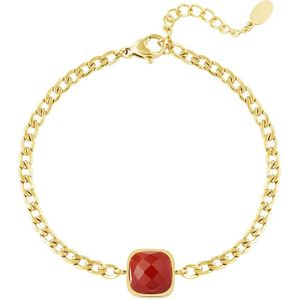 Bracelet with stone simple - Yehwang - Armband - 16 + 3 cm - Goud/Rood