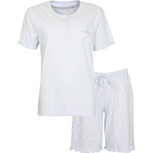 Tenderness - Dames Shortama - Pyjama Set - Licht Blauw- Maat 3XL