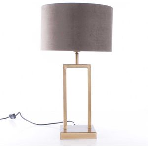 Landelijke tafellamp Veneto | 1 lichts | taupe / brons / bruin / goud | metaal / stof | Ø 30 cm | 55 cm hoog | tafellamp | modern / sfeervol / klassiek design