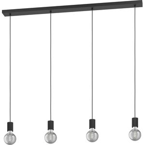 EGLO Nogalte hanglamp - 4-lichts - E27 - 117 cm - Rechthoek - Zwart