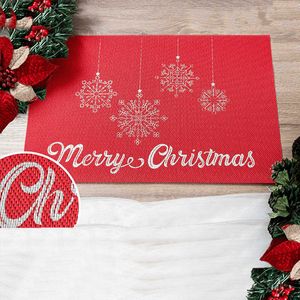 Placemat Franse Tafelkleden® vinyl rood met zilver Merry Christmas