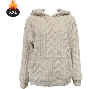 Livano Teddytrui Dames - Teddy Sweater - Fluffy Trui - Hoodie - Winter - Abrikoos - Maat L