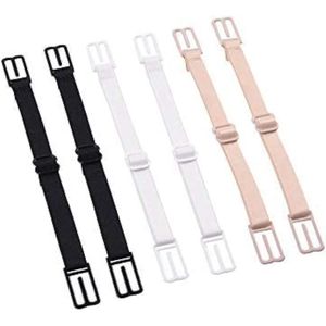 Allecto Plus - Behabandjeshouders voor elastische bh-bandjes met clips - Verstelbaar en antislip - Zwart, beige en wit - Set van 6 stuks