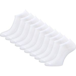 Marco rossi 10 Paar Enkelsokken - Sneakersokken - Lage sokken - Wit - Dames & Heren - Katoen - Maat 47-50