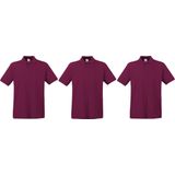 3-Pack maat M bordeaux rode polo shirt premium van katoen voor heren - Polo t-shirts voor heren
