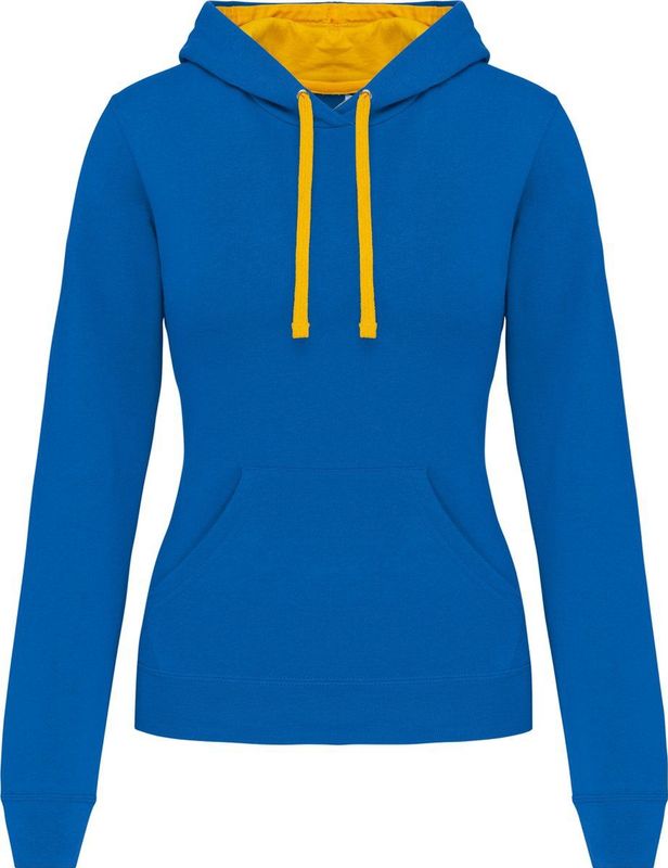Kariban - K465 - Damessweater met Capuchon - Light Royal Blue / Yellow