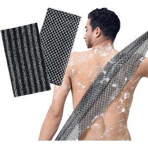 Allecto Plus - Extra lange lichaamspeeling-handdoek voor grondige reiniging - 2 stuks. Ideaal voor bad en douche.