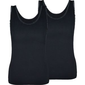 GAUBERT® Bamboe Dames Onderhemd - 2-Pack - Zwart - S/M (810)