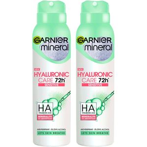 Garnier Mineral Hyaluronic Care Sensitive Anti Transpirant Body Spray - 2 x 150 ml