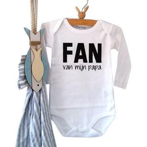 Baby Rompertje met tekst Fan van mijn papa | Lange mouw | wit | maat 50-56