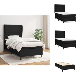 vidaXL Boxspringbed - Comfort - Bed met Pocketvering Matras - 100 x 200 cm - Middelharde Ondersteuning - Huidvriendelijk Topmatras - Kleur- Zwart - Materiaal- Stof - Hout - Bed