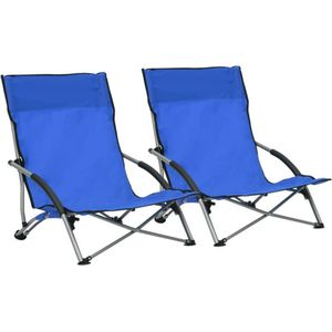 vidaXL - Strandstoelen - 2 - st - inklapbaar - stof - blauw