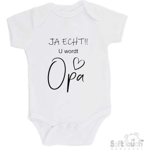 100% katoenen Romper ""JA ECHT!! U wordt Opa"" Jongens Katoen Wit/zwart Maat 56/62