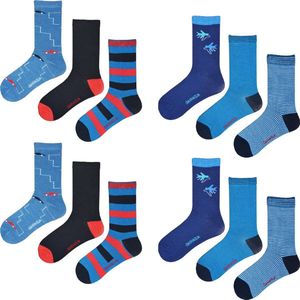 Kindersokken 12 paar - Jongens - Blauw - Zwart - Maat 27-30