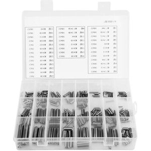 Sleufveer 280 Stuks RVS Loempia Borgring Holle Borgpen M1.5 M2 M2.5 M3 M4 M5 M6 M8 Veerpennen Assortiment Veer Paspen Rolpen met doos