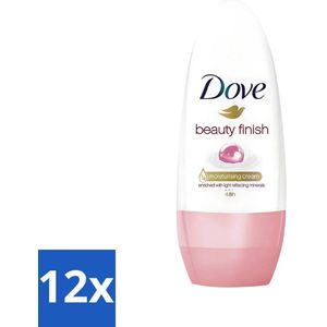 Dove - Deodorant - Roll-On Beauty Finish - Soepele geur en verzorging - 50 ml - Voordeelverpakking - 12 stuks