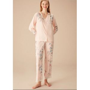 Suwen- Viscose Dames 2- Delige -Pyjama- Luxe Pyjamaset- Nachtkleding- Homewear- Roze Maat S