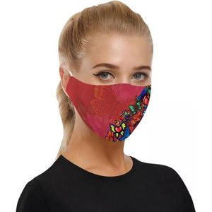 Mondkapje rood met vlinder wasbaar