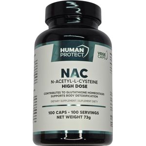Human Protect - NAC - N-Acetyl-L-Cysteine - 120 caps - 120 doseringen - Detox - Lever reiniging - Ontgiften