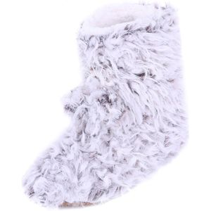 Grijze pantoffels met pompons