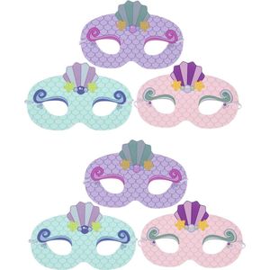 Zeemeermin Maskers |  Meermin Masker voor Kinderfeestje | 6 stuks