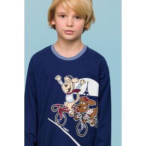Woody Jongens-Heren Pyjama donkerblauw - maat 080/12M