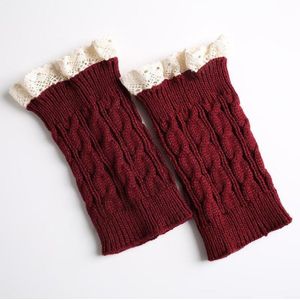 Dames kanten beenwarmers - 18 cm + 2 cm kanten rand - Gebreide winterlaarssokken - Beenwarmers - Laarswarmers - Gebreide warme korte beenwarmers - Herfst en winter korte kanten twist beenwarmers