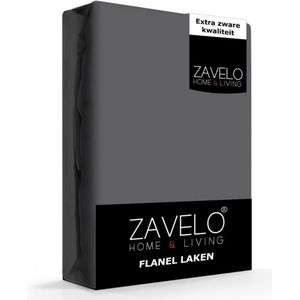 Zavelo Deluxe Flanel Laken Antraciet - Lits-jumeaux (240x260 cm) - 100% katoen - Extra Dik - Zware Kwaliteit - Hotelkwaliteit