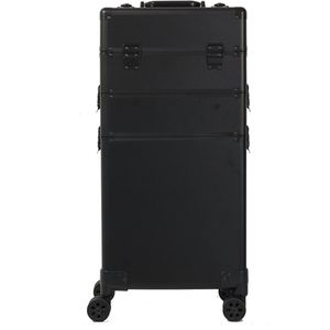 Guardian Beauty Nagel Beautycase - Aluminium - 3-in-1 - Make-up Trolley & Koffer - Cosmetica Organizer - Zwart - Kapper, Make-up, en Tattoo Artiest