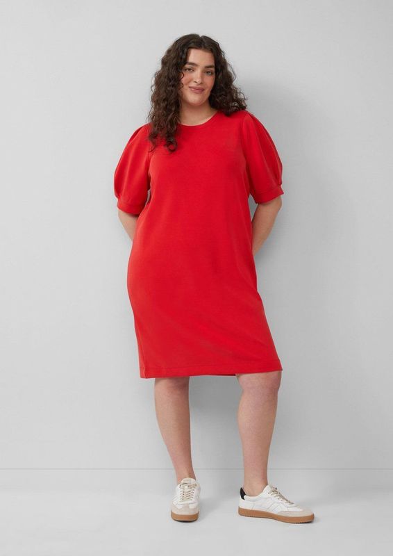 Jurk - Korte Scuba-jurk - Met Pofmouwen - Normale Pasvorm