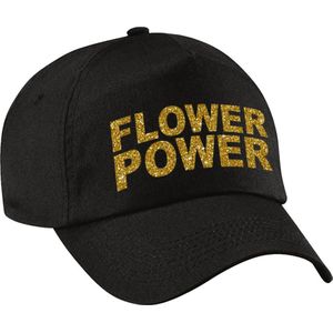 Flower power pet zwart met gouden letters - volwassenen - Toppers