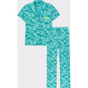 Lords x Lilies Pyjama, blauw-groene bloemenprint - maat S
