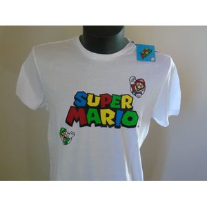 Super Mario - T-shirt - Wit Luigi en Mario - Xl.