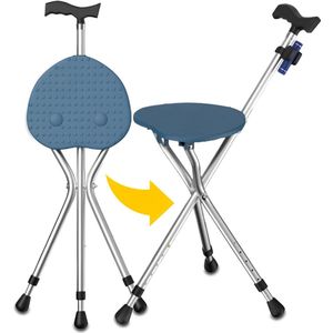 Age Well - Wandelstok met Zitje - Verstelbare Wandelstok met Zitje - Wandel Zitstok - Anti-Slip - Lichtgewicht Wandelstok Zitje