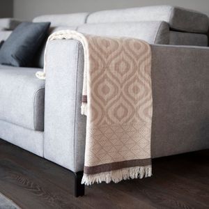 Trimita Asude Plaid - Plaid Katoen - Fair Trade - 100% Katoen - 135 x 170 cm - Beige/Koffie