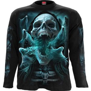Spiral Ghost Skull - Longsleeve Heren Shirt met lange mouwen - zwart - L