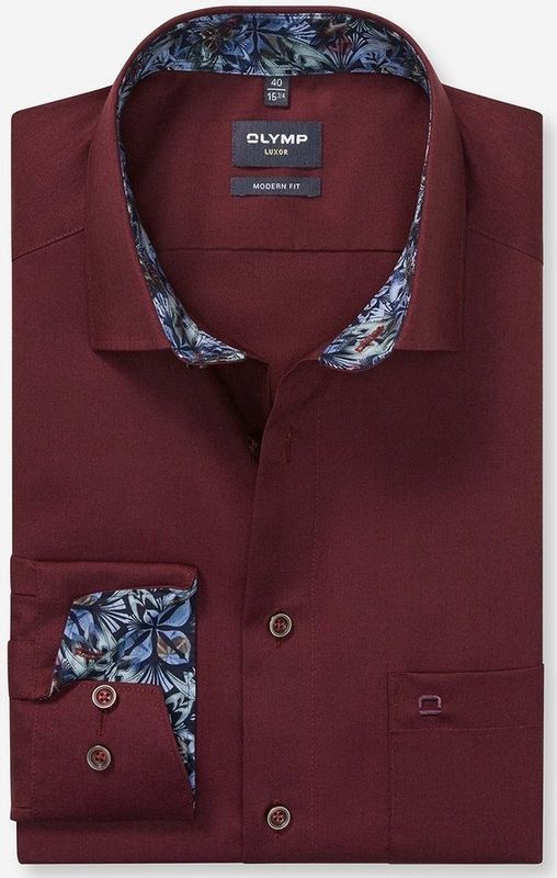 OLYMP - Luxor - Overhemd - Bordeauxrood - Modern Fit