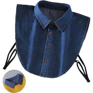 Afneembare Nep Kraag Donkerblauw Denim - Punted Faux Dickey voor Meisjes en Dames