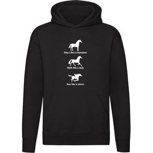 Paarden Hoodie | Horse | Manege | Dieren | Liefhebber | Hengst | Merrie | Pony | Veulen | Paardrijden | Unisex | Trui | Sweater | Capuchon | Zwart