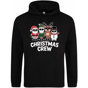 Zwarte hoodie met ""Christmas crew"" - maat XS - kersttrui, kerst, kerstmis, fout, kerstfeest, kerstmis, trui, kerstdiner, aankleding, hoody, hoedie