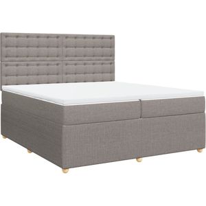 vidaXL - Boxspring - met - matras - stof - taupe - 200x200 - cm