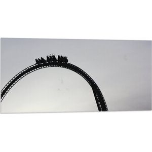WallClassics - Vlag - Silhouette van Achtbaan - 100x50 cm Foto op Polyester Vlag