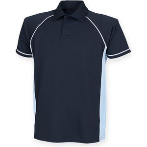 Herenpolo 'Piped Performance' met korte mouwen Navy/Sky - L