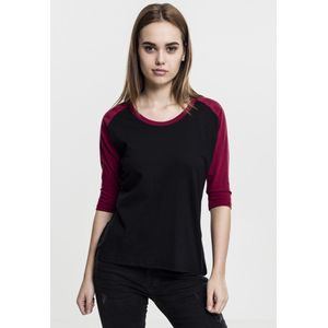 Urban Classics - 3 4 Contrast Raglan top - Zwart Rood