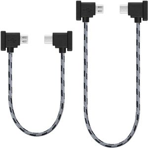 30 cm + 1,5 m (2 stuks) Micro naar USB C afstandsbedieningskabel, Geschikt voor iPhone 15 Pro, Dji Mavic Mini 4, DJI Air 2S, Dji Mavic 3, Dji Mavic Mini 2, Spark, DJI drone naar tabletkabel