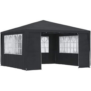 Draagbare Tent – Tuinpaviljoen – Partytent – Tuin Tent – Evenementen Tent – Overkapping – 4x4 Meter – UV-Bestendig – Roestvrij Stalen Frame - Zwart