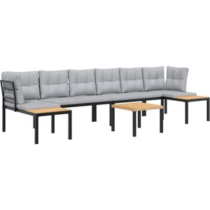 vidaXL Loungeset 5-delig - Staal - Inclusief kussens Tuinstoel - Lounge Set - Buitendecoratie - Buitenkamer - Balkon Meubel