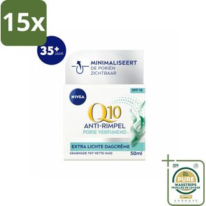 15 x NIVEA - Q10 POWER Dagcrème - Anti-Rimpel Gezichtscrème - Poriën Verfijnend - Voor gemengde tot vette huid - SPF 15 - 50 ml - Grootverpakking - Anti-rimpel Crème - Poriën Verfijnen - Q10 Crème - Dagcrème SPF 15 - Huidverzorging