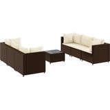 vidaXL - 7-delige - Loungeset - met - kussens - poly - rattan - bruin