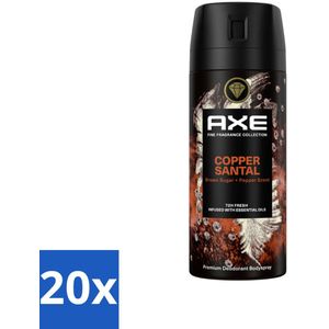 20 x AXE - Deodorant Spray - Copper Santal - Premium Geur - Warme Houtnoten - 150 m - AXE Copper Santal - Deodorant Spray - Warme Houtnoten - Langdurige Frisheid - Geur Neutraliseren